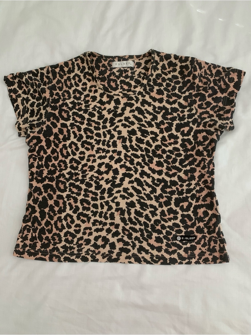 ESLEEP Vintage 90s Leopard Print Short Sleeve Lounge Tee Medium